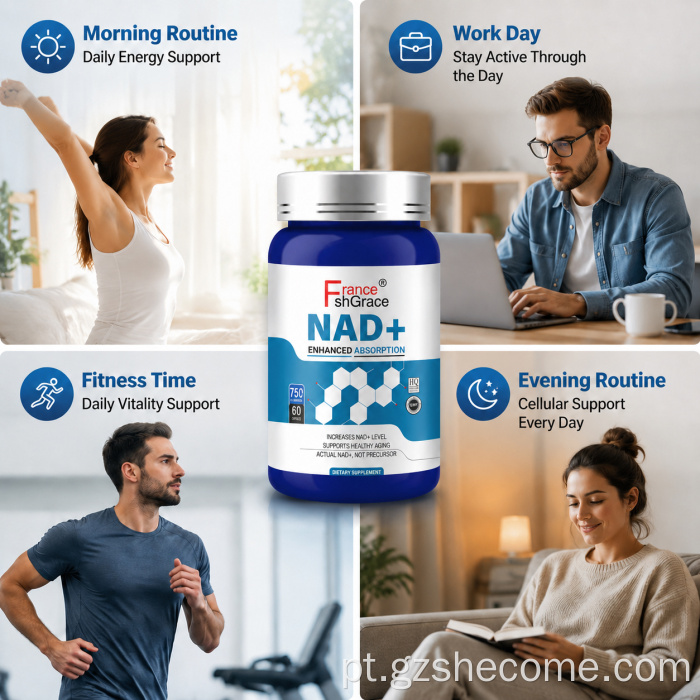 Cápsulas Shecome NAD para suporte antioxidante NAD + suplementos